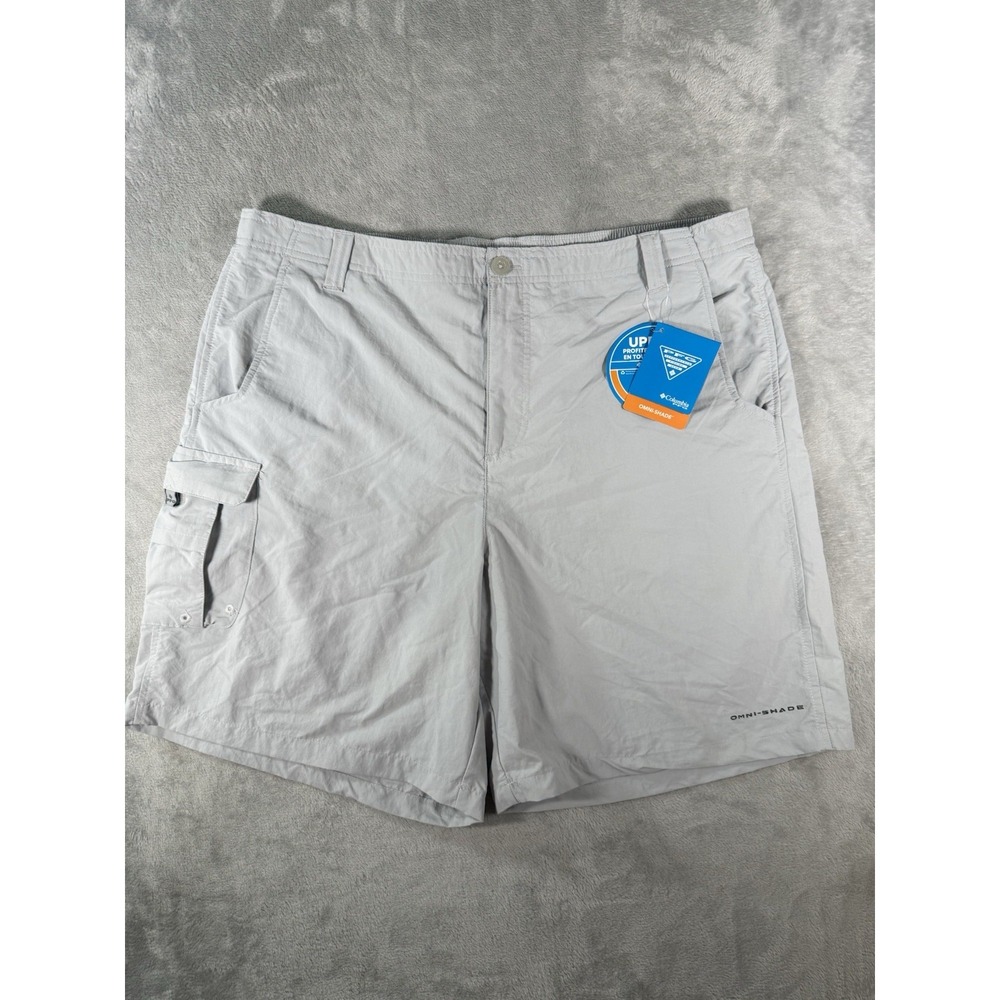 Columbia PFG Shorts Mens XL Grey Bahama Cargo 8" Inseam NWT